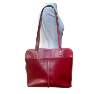 Wilsons Leather Pelle Studio Red Leather Laptop Bag / Tote